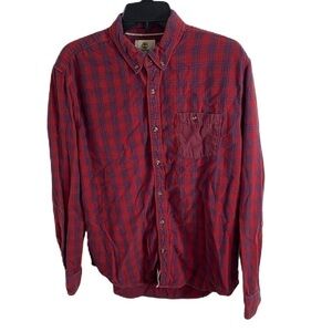 Timberland Red Blue Plaid Button Down Shirt Large Men’s
